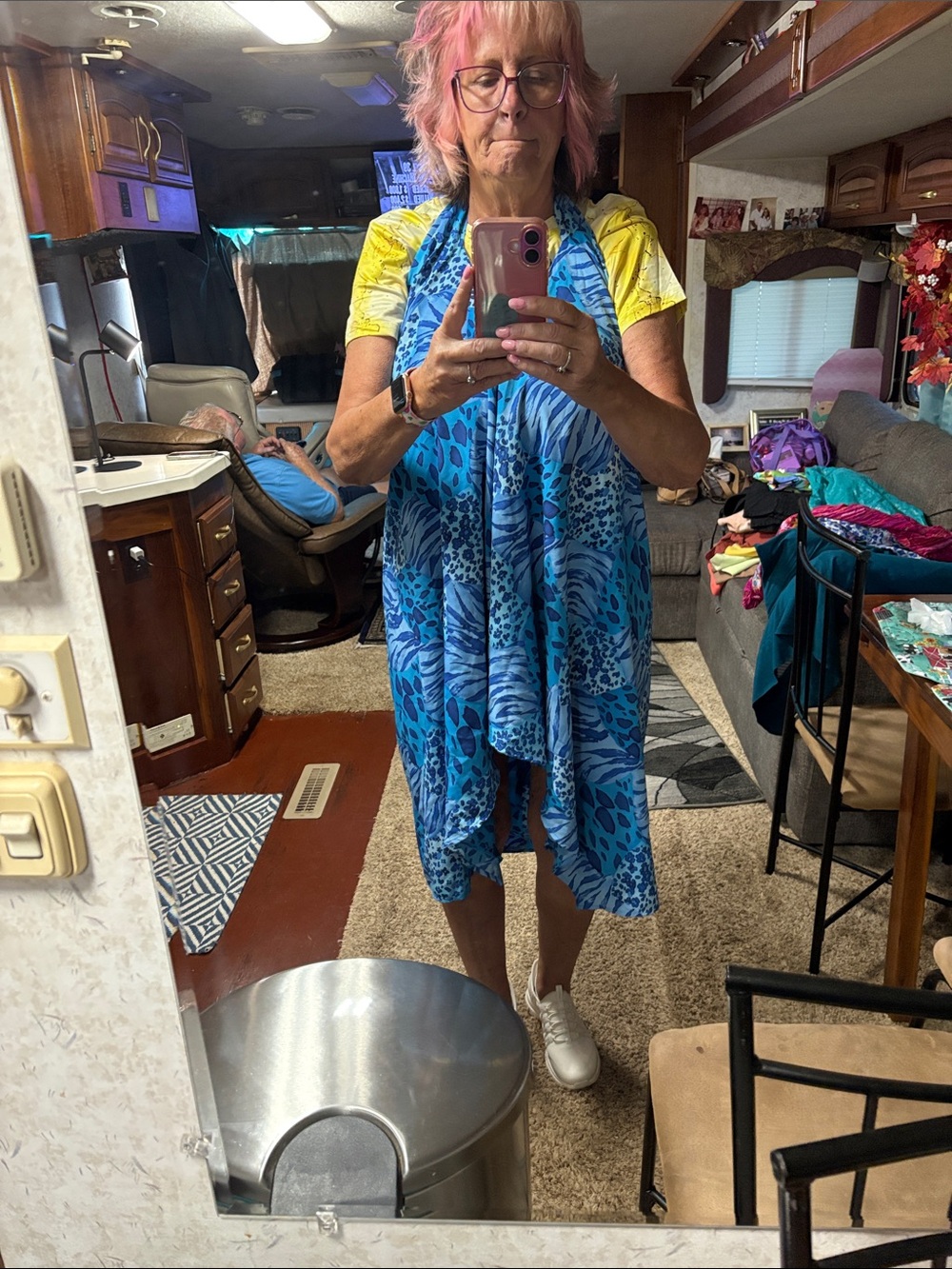 Blue Patterned Women's Swim Coverup